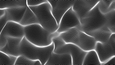 White abstract waves on black background - shape made of lines Illustrazione stock