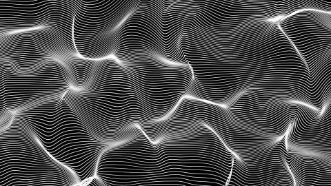 White abstract waves on black background - shape made of lines Stock Illustration