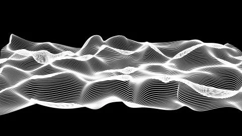 White abstract waves on black background - shape made of lines Stock Illustration