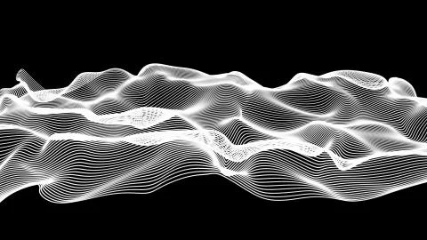 White abstract waves on black background - shape made of lines Stock Illustration