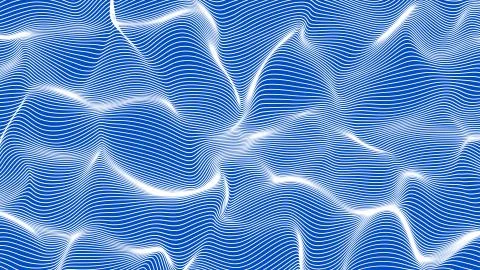 White abstract waves on blue background - shape made of lines Stock Illustration