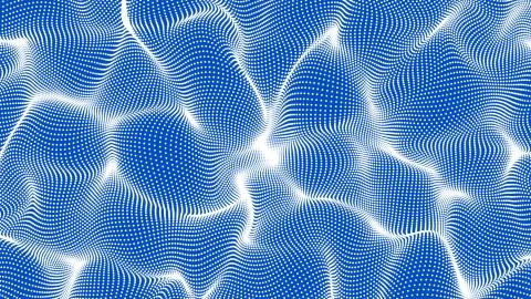 White abstract waves on blue background - shape made of dots Stock Illustration