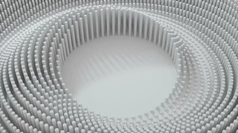 White Abstract Waving Circle Of Cylinders Loop Video stock 145439229