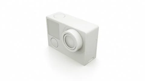 White Action Camera 3D render. 3D illustration Foto stock