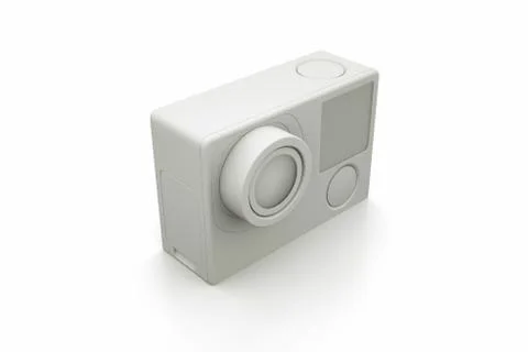White Action Camera 3D render. 3D illustration Foto stock