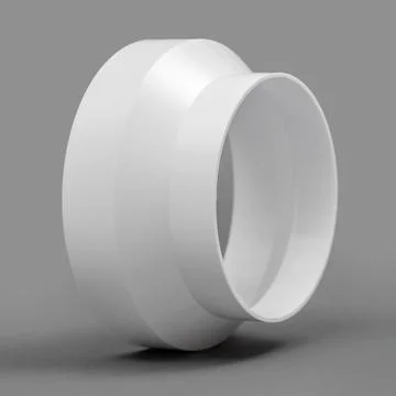 White adapter for plastic pipes. Different diameter. Grey background. An el.. Stock Photos