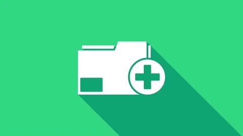 White Add new folder icon isolated on green background. New folder file. Copy Stock Footage 146980705
