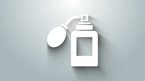 White Aftershave bottle with atomizer icon isolated on grey background. Cologne Video stock 145860267
