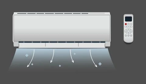 White air conditioner isolated Heating ventilation and air conditioning Vecto Stock Illustration