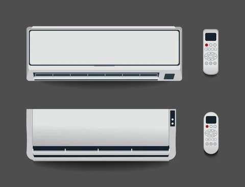 White air conditioner isolated Heating ventilation and air conditioning Vecto Stock Illustration