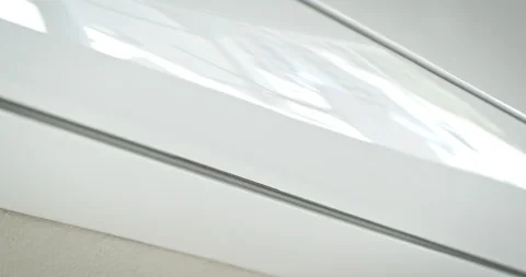 White Air Conditioner is Turning on with Swing Function and Blowing Cold 스톡 동영상 136516431