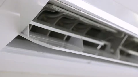 White Air Conditioner on the Wall Stock Footage 204738802