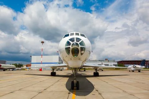 White aircraft on the platform Stock Photos
