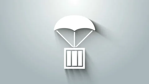 White Airdrop box icon isolated on grey background. 4K Video motion graphic Stock Footage 145993983