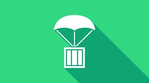White Airdrop box icon isolated on green background. 4K Video motion graphic Stock Footage 147159293