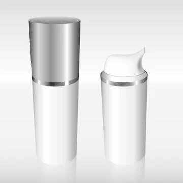 White Airless Bottle with a silver cap Stock Illustration