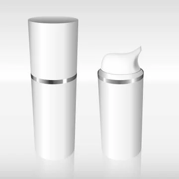 White Airless Bottle with a silver ring Stock Illustration