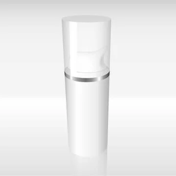 White Airless Bottle with a silver ring Stock Illustration