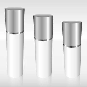 White Airless Bottles with a silver cap Stock Illustration