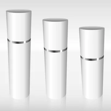 White Airless Bottles with a silver ring Stock Illustration