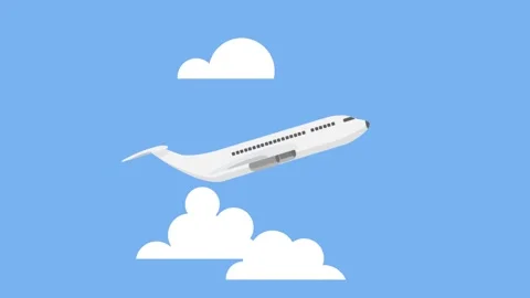 White Airplane Ascending Through Clouds in Blue Sky Stock Footage 340471538