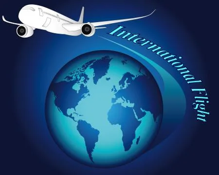 White airplane on blue globe Stock Illustration