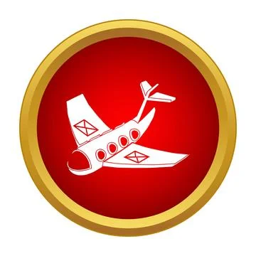 White airplane delivering mail inside red icon Stockillustratie