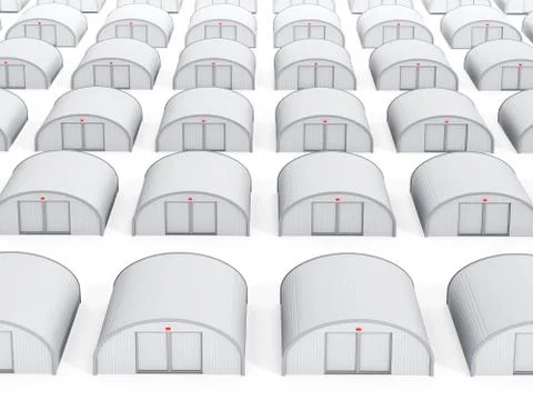 White airplane hangars Stock Illustration
