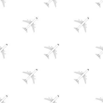 White airplane pattern on a white background. Vector stock illustration. Stock Illustration