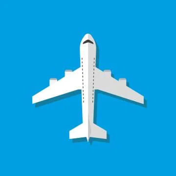 White airplane vector illustration, flat style. Vector. Stock Illustration