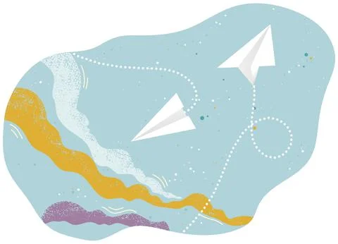 White airplanes on pattern layout. Seamless mockup of with paper planes aircraft Stock Illustration