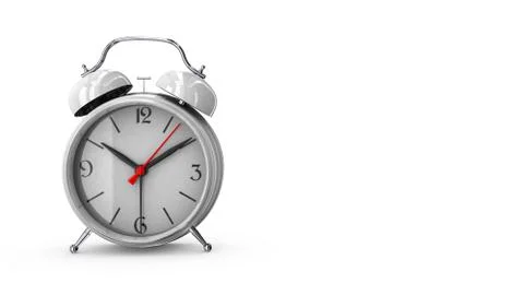 White alarm clock. 3D render Illustrazione stock