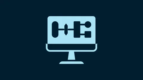 White Algorithm icon isolated on blue background. Algorithm symbol design from Stock Footage 229575850