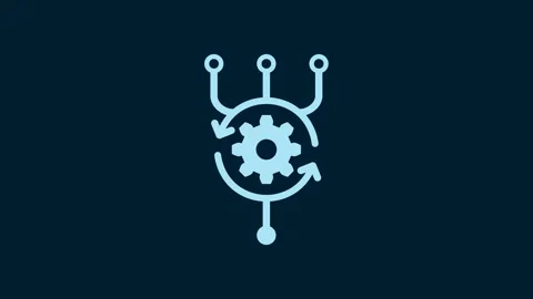 White Algorithm icon isolated on blue background. Algorithm symbol design from Stock Footage 230007737