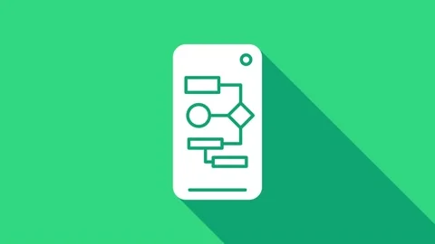 White Algorithm icon isolated on green background. Algorithm symbol design from Stock Footage 146955112