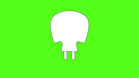White alien head silhouette on vibrant green screen background simple carto.. Stock Footage 338371840