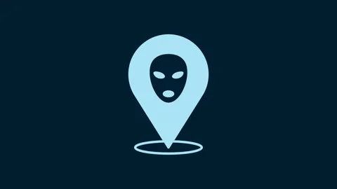 White Alien icon isolated on blue background. Extraterrestrial alien face or Stock Footage 229559605