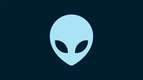 White Alien icon isolated on blue background. Extraterrestrial alien face or Stock Footage 230010433