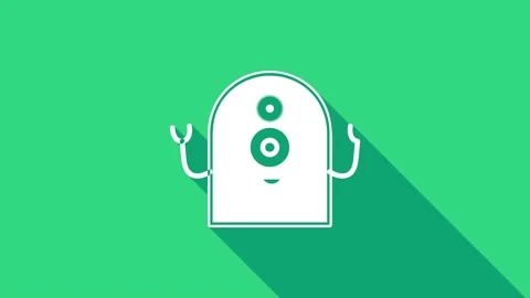 White Alien icon isolated on green background. Extraterrestrial alien face or Stock Footage 146952759