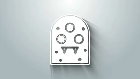 White Alien icon isolated on grey background. Extraterrestrial alien face or Stock Footage 145732858