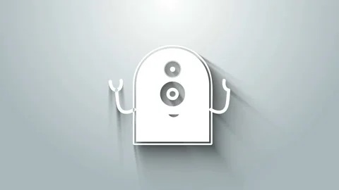White Alien icon isolated on grey background. Extraterrestrial alien face or Stock Footage 145732892