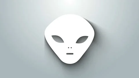 White Alien icon isolated on grey background. Extraterrestrial alien face or Stock Footage 145733107