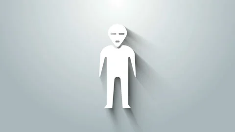 White Alien icon isolated on grey background. Extraterrestrial alien face or Stock Footage 145865067
