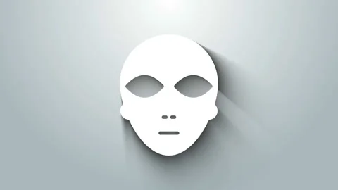 White Alien icon isolated on grey background. Extraterrestrial alien face or Stock Footage 145865080