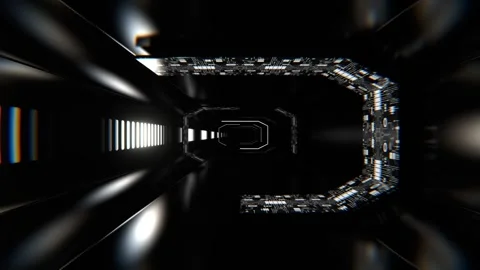 White Alien Neon Tech Cyber ​​Tunnel Background VJ Loop in 4K Stock Footage 312797518