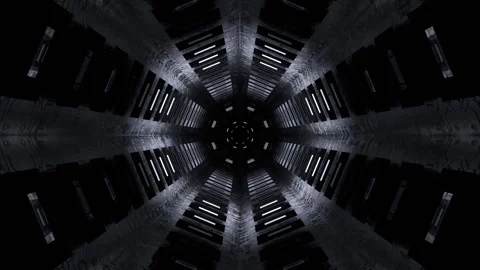 White Alien Tunnel with Neon Elements and Microchips Background VJ Loop in 4 Vídeos de archivo 341671577