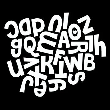 White alphabet on black background Stock Illustration