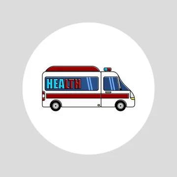 White Ambulance Vector cartoon Stock Illustration