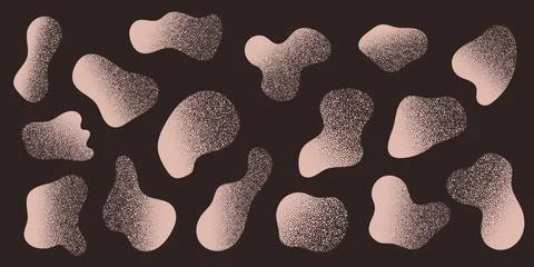 White Amoeba blob with gritty texture, organic abstract shape. Set of Liquid Stock Illustration