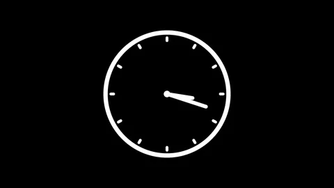 White Analog clock icon animation on Black background Stock Footage 319676170